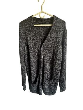 ONLY & SONS Men’s Marled Cotton Salt & Pepper V-Neck Knit Button Cardigan Sz XL